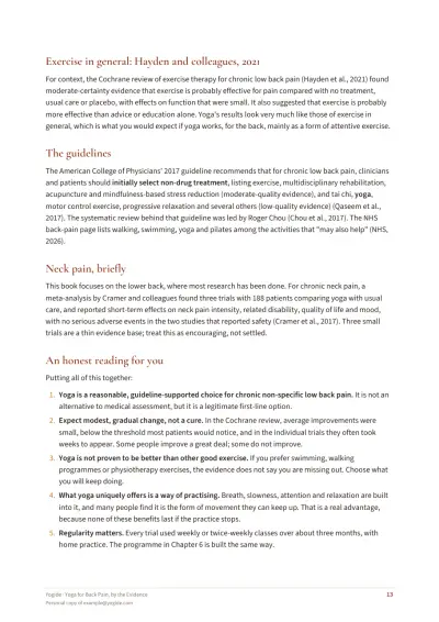 Yoga for Back Pain, by the Evidence — Sample page 13 of 40 — inside page