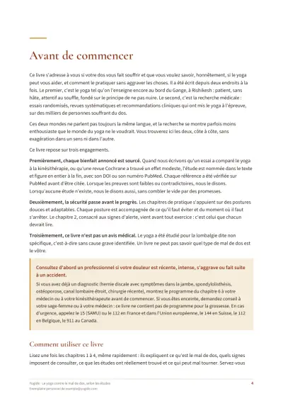 Le yoga contre le mal de dos, selon les études — Page d’aperçu 4 sur 43 — ouverture de chapitre
