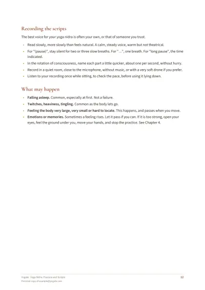 Yoga Nidra: Practice and Scripts — Sample page 12 of 35 — inside page