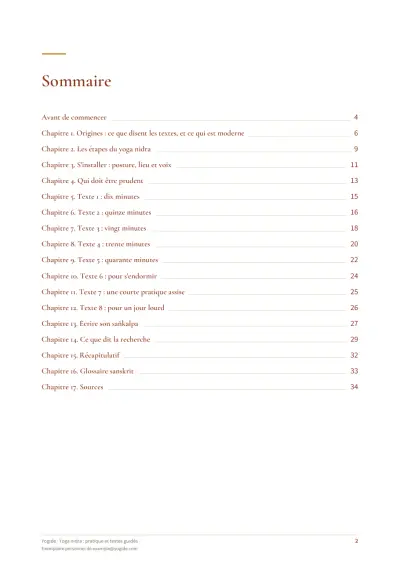 Yoga nidra : pratique et textes guidés — Page d’aperçu 2 sur 35 — sommaire