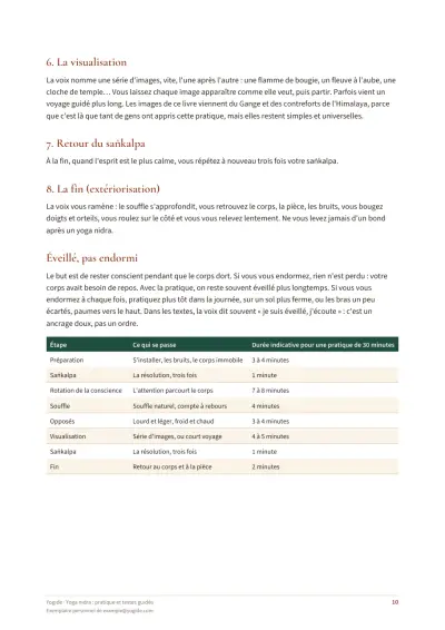 Yoga nidra : pratique et textes guidés — Page d’aperçu 10 sur 35 — tableau