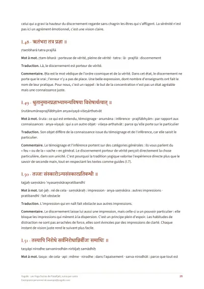 Les Yoga Sutras de Patañjali, sutra par sutra — Page d’aperçu 26 sur 77 — page intérieure