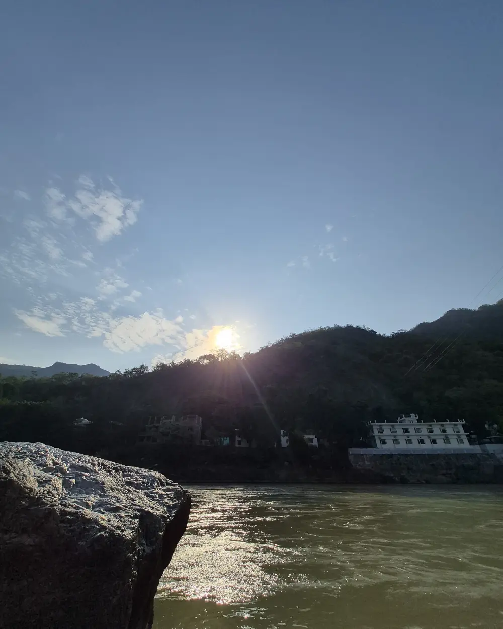 Sunrise over the Ganga in Tapovan, near Lakshman Jhula, Rishikesh