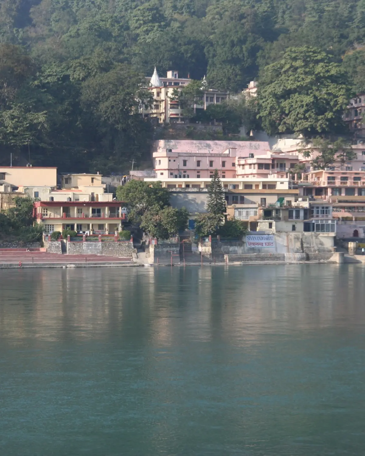The Sivananda Ashram of the Divine Life Society above Sivananda Ghat on the Ganga, near Ram Jhula, Rishikesh